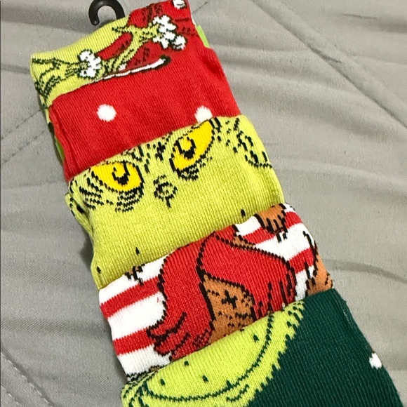 Dr. Seuss Grinch Men's Crew Socks - Red, Green, Yellow - Picture 3 of 3